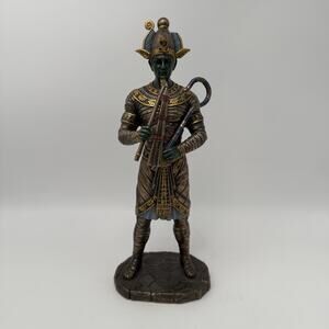 10 3/8 Egyptian Osiris God of Dead Afterlife Flail & Crook Statue Bronze Finish